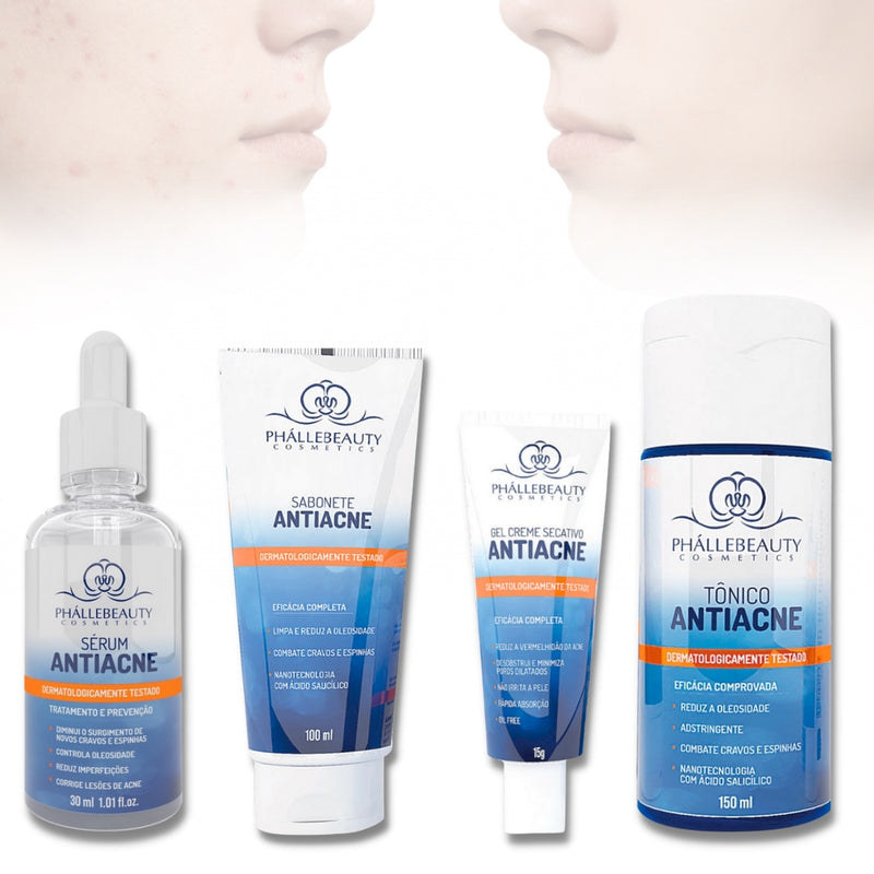 Tratamento Facial Completo Antiacne Phallebeauty Kit 4 Un
