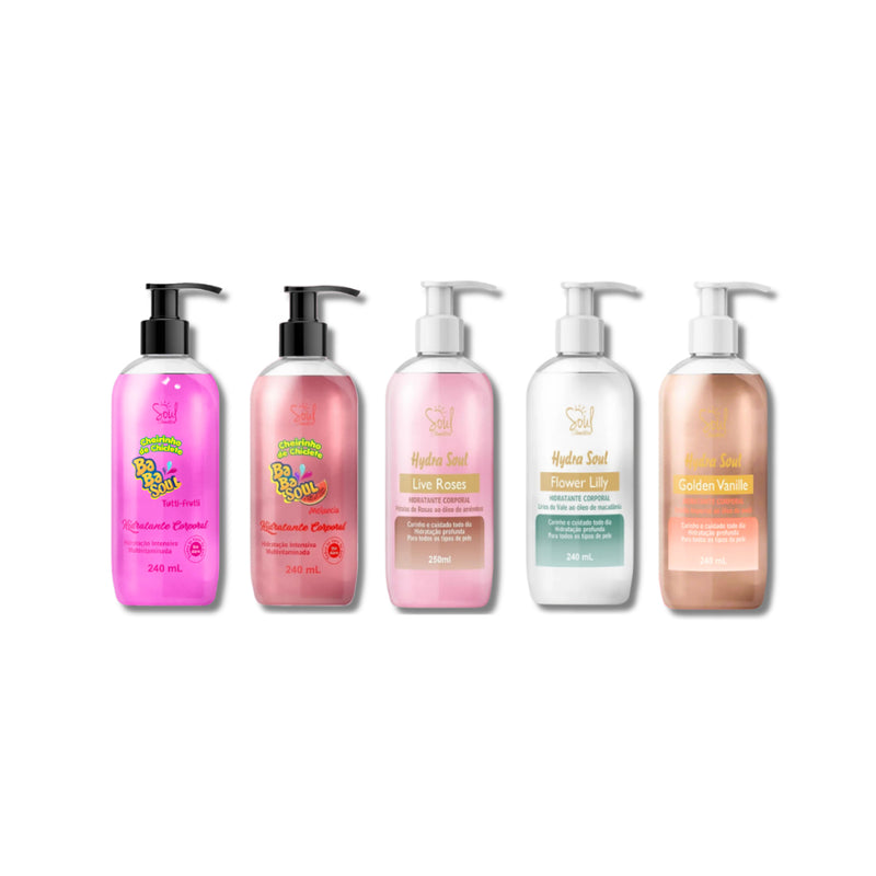 Kit com 5 Hidratantes Corporais - Soul Cosméticos - 240ml cada