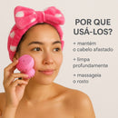 kit faixa modelo lacinho+ esponja de silicone formato polvo