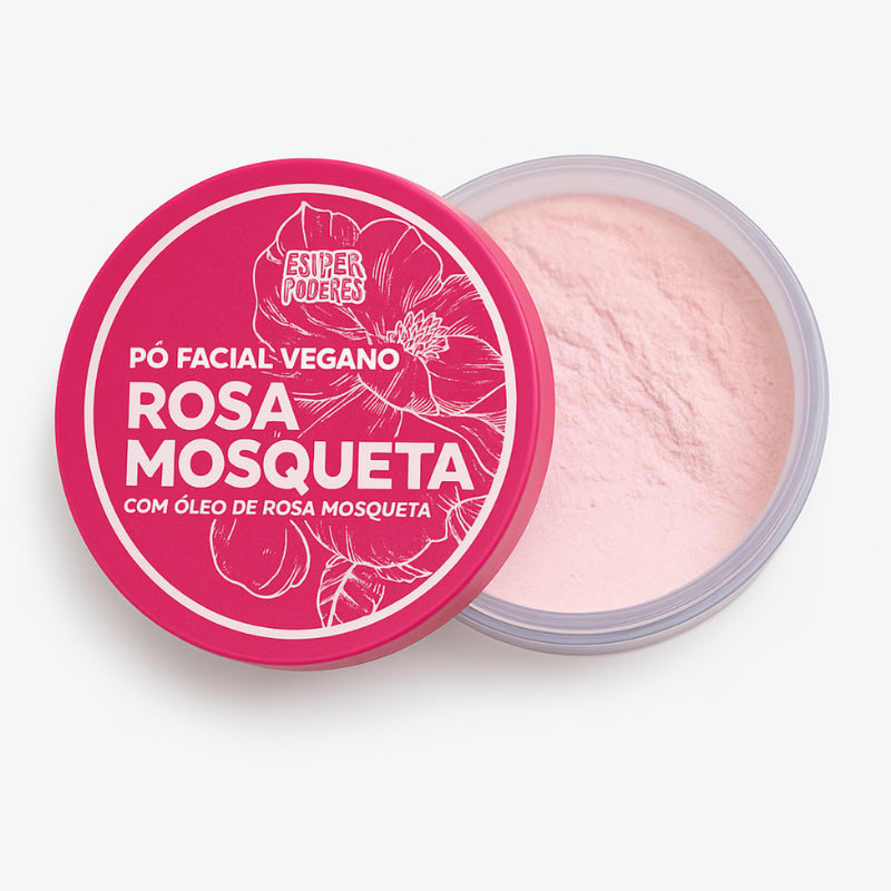 Pó Facial Vegano Rosa Mosqueta Natural para Rosto
