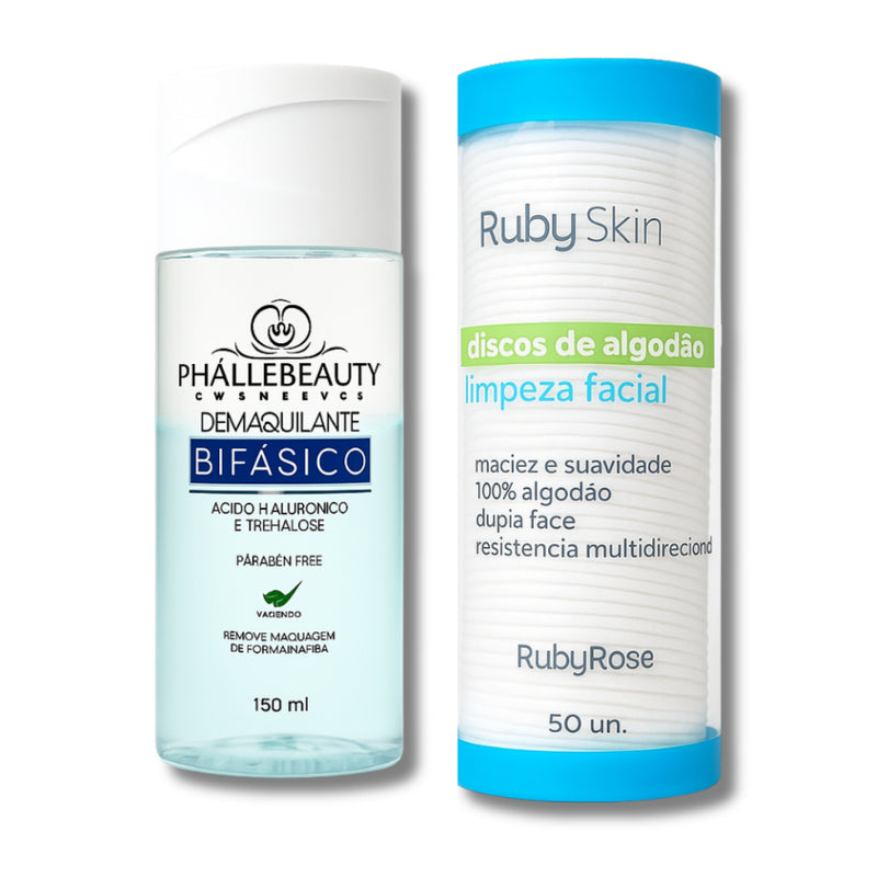 Kit Demaquilante Bifásico + Discos de Algodão - SkinCare