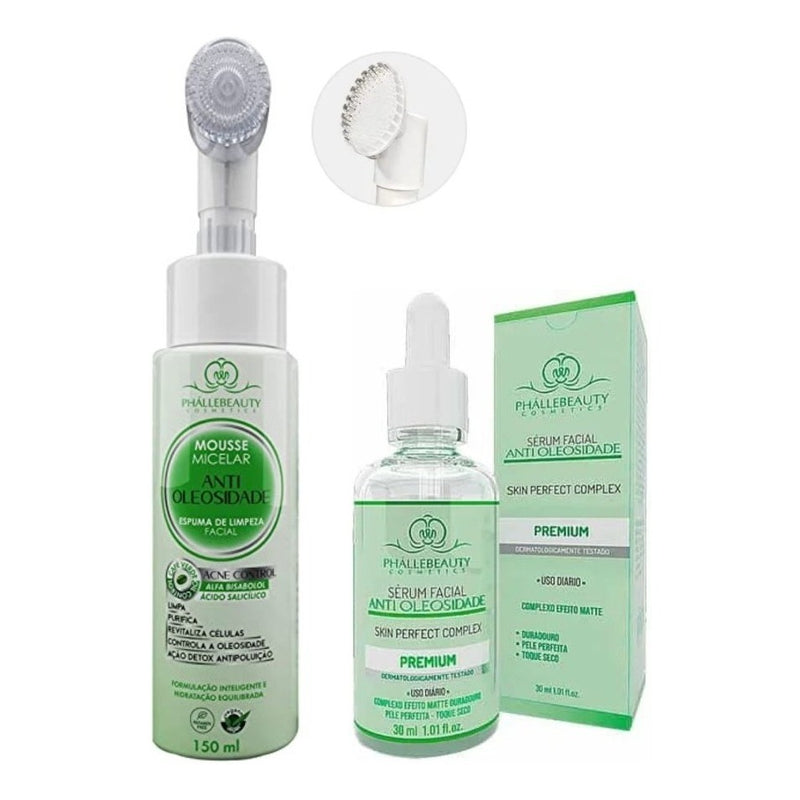 Kit Limpeza Facial Pele Oleosa Acne Skincare Mousse + Serum