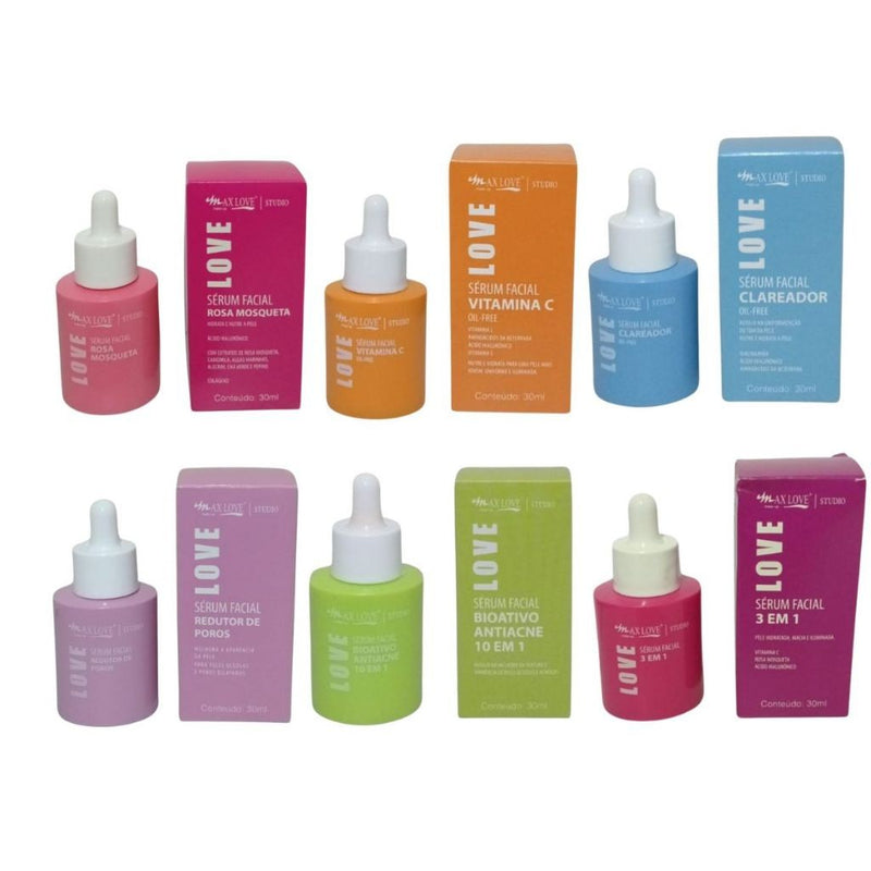 Kit C/6 1 Sérum Rosa mosqueta/1 Vit C/1 Clareador/1 3 em 1/1 10x1 Antiacne/ 1 Poros