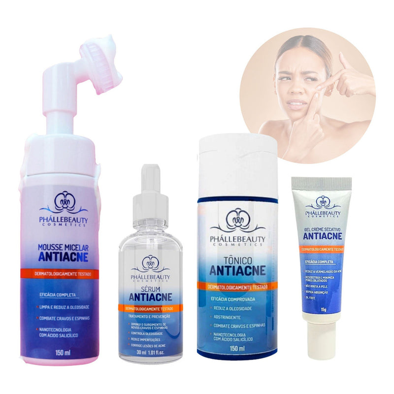 Kit Anti Acne Completo Tratamento Pele Acneica Espinha Cravo