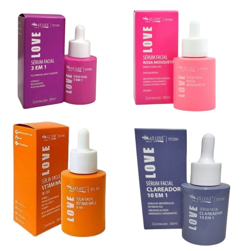 Kit 4 pcs     1 Sérum Vitamina C 1 Rosa Mosqueta 1 Clareador 1 Sérum 3 em 1
