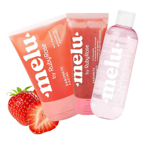 Kit Sabonetes Faciais Morango E Água Micelar Melu | 3 Prodts